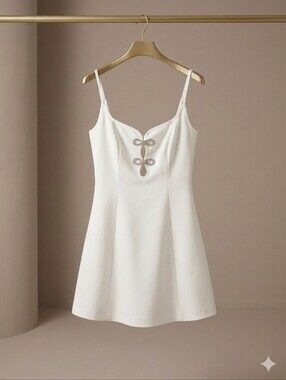 Brides Wedding Gianni Bini Summer Camisole Dress with Rhinestone Bow Accents